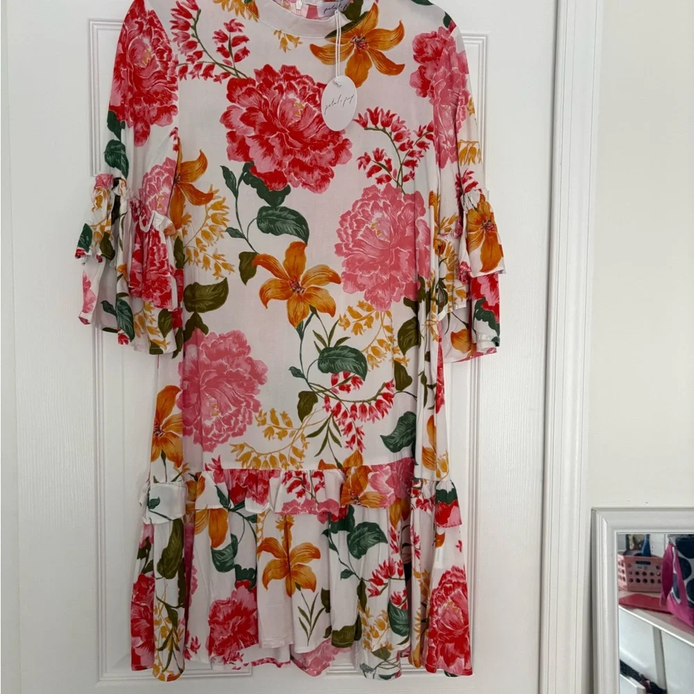 Pedal & Pup Floral Dress Dress with Ruffle Sleeves - Picture 2 of 9